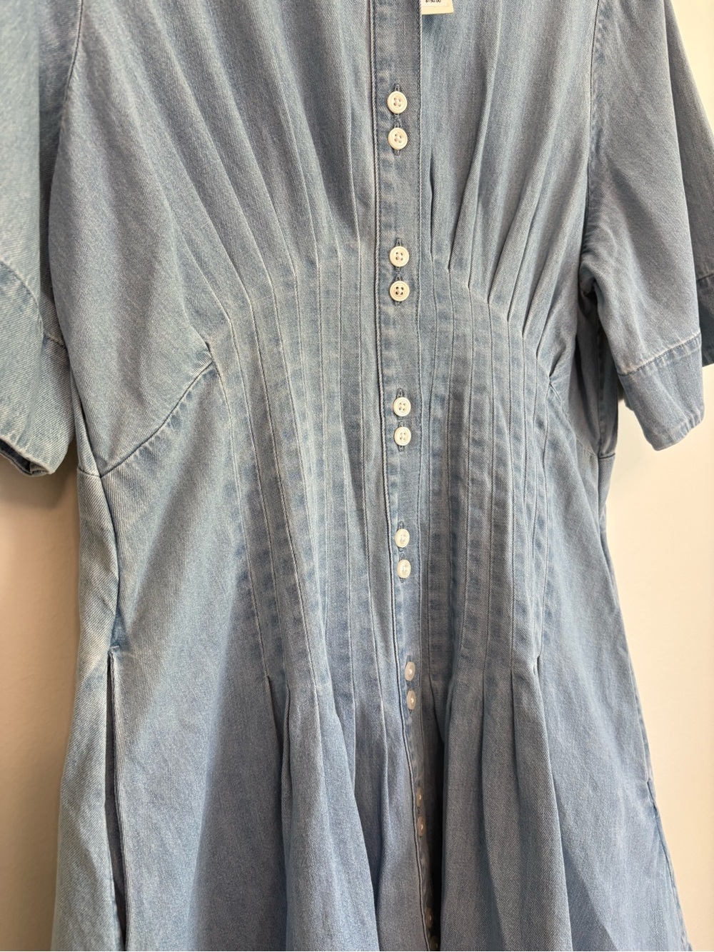 Banana Republic Indigo Light Blue Denim Chambray Pintuck Shirt Dress Size M NWT - Picture 9 of 14